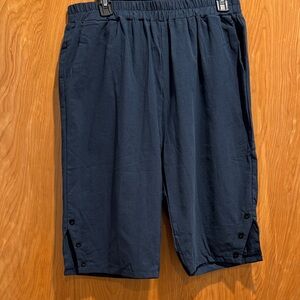 Ladies Navy Elastic-Waist Shorts